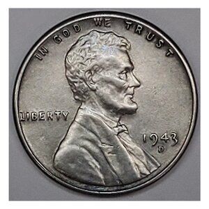 1943-D 1¢ LINCOLN WHEAT CENT COIN, STEEL-COATED ZINC, WWII-ERA PENNY!